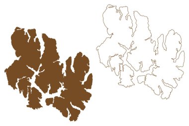 Aracena Adası (Şili Cumhuriyeti, Güney ve Latin Amerika Cumhuriyeti, Tierra del Fuego takımadaları) harita vektör çizimi, çizim çizimi Isla Aracena haritası