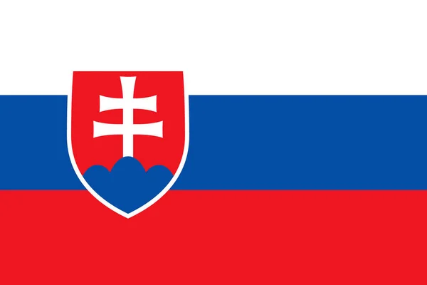 斯洛伐克共和国 斯洛伐克国旗 蓝色和红色的水平三色旗 顶部有军徽 — 图库矢量图片