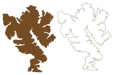 Clarence Adası (Şili Cumhuriyeti, Güney ve Latin Amerika Cumhuriyeti, Tierra del Fuego Takımadaları) harita vektör çizimi, çizim ve Clarence Adası haritası