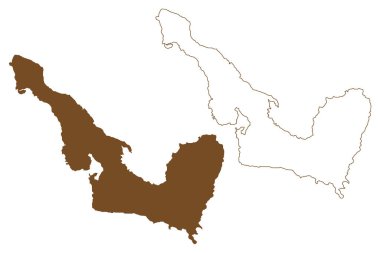 Normanby Adası (Papua Yeni Gine, D 'Entrecasteaux Adaları Takımadaları) harita vektör çizimi, çizim Normanby haritası