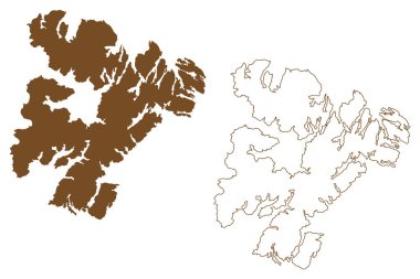 Madre de Dios Adası (Şili Cumhuriyeti, Güney ve Latin Amerika) harita vektör ilülasyonu, çizim Meryem de Dios haritası