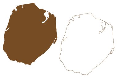 Xiamen Adası (Çin Halk Cumhuriyeti, PRC) harita vektör illüstrasyonu, çizim Amoy haritası