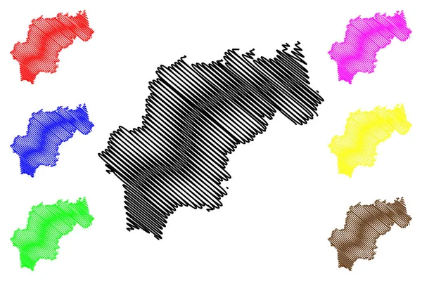 Churu District Rajasthan State Indická Republika Mapa Vektorové Ilustrace Načmáraná — Stockový vektor
