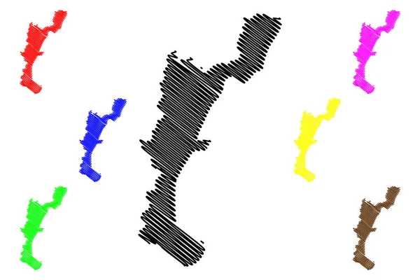 ジリバム地区 インド共和国マニプール州 地図ベクトル図 スケッチブック ジリバム地図 — ストックベクタ