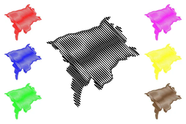 District Jorhat État Assam République Inde Illustration Vectorielle Carte Croquis — Image vectorielle