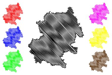 Kandhamal ilçesi (Odisha Eyaleti, Hindistan Cumhuriyeti) harita vektör ilüstrasyonu, çizim Kandhamal haritası