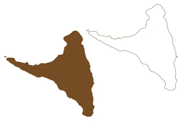 Karte Der Insel Anjouan Union Der Komoren Vektorillustration Skizze Johanna — Stockvektor