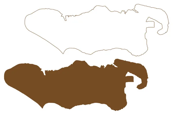 Lagos Isola Repubblica Federale Della Nigeria Mappa Vettoriale Illustrazione Schizzo — Vettoriale Stock