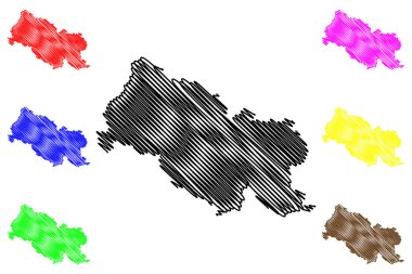 Kasganj ilçesi (Uttar Pradesh Eyaleti, Hindistan Cumhuriyeti) harita vektör çizimi, çizim Kasganj haritası