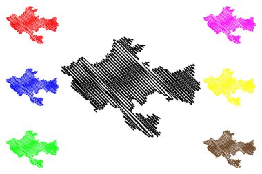 Khammam ilçesi (Telangana Eyaleti, Hindistan Cumhuriyeti) harita vektör illüstrasyonu, çizim Khammam haritası