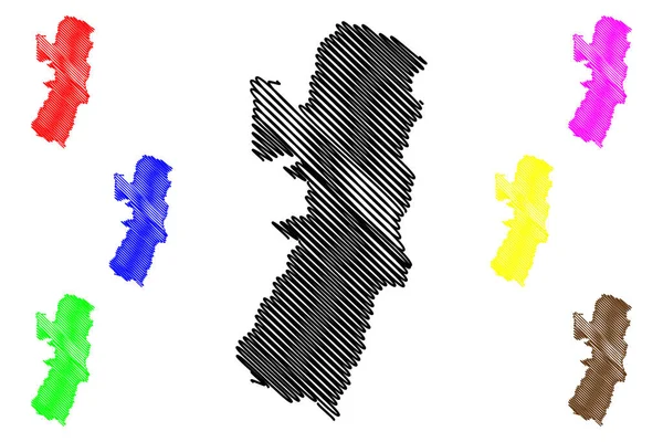 Khawzawl District Mizoram State Republic India Mapa Vector Illustration Scribble — Vector de stock