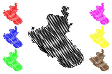 Kodagu ilçesi (Karnataka Eyaleti, Hindistan Cumhuriyeti, Mysore bölümü) harita vektör çizimi, çizim eşkali Coorg haritası