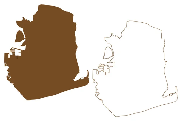 Портси Остров Великобритания Северная Ирландия Англия Округ Хэмпшир Карта Векторная — стоковый вектор