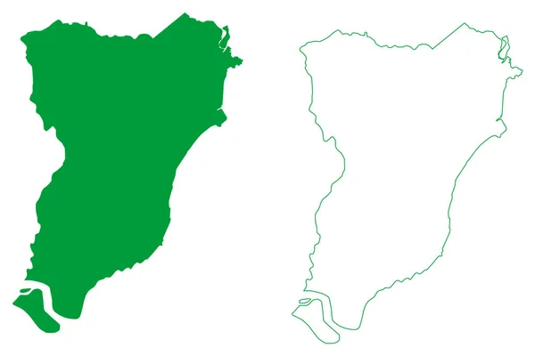 Saubara市 巴伊亚州 巴西市 巴西联邦共和国 地图矢量图解 素描画Saubara地图 — 图库矢量图片