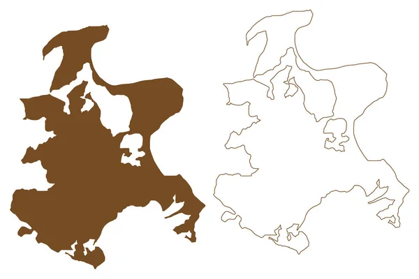 ルゲン島 バルト海 ドイツ連邦共和国 地図ベクトル図 スケッチブック RugiaまたはRuegen Map — ストックベクタ