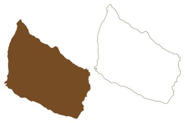 Bornholm Adası (Danimarka, Baltık Denizi) harita vektör çizimi, çizim Borrinjholm veya Bornholmsk haritası