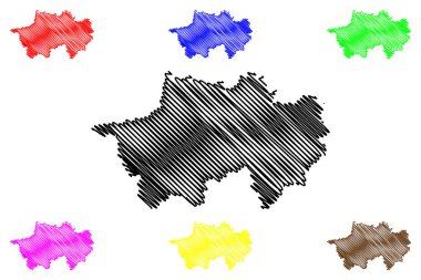 Narsinghpur ilçesi (Madhya Pradesh Eyaleti, Jabalpur bölümü, Hindistan Cumhuriyeti) harita vektör çizimi, çizim çizimi Narsinghpur haritası