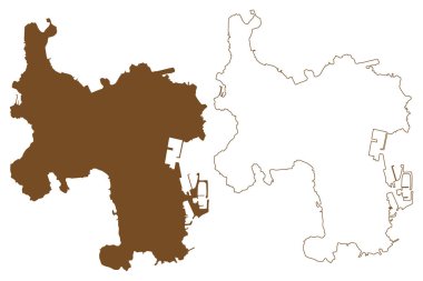 Lauttasaari Adası (Finlandiya Cumhuriyeti, Helsinki) harita vektör çizimi, çizim çizimi Drumso haritası