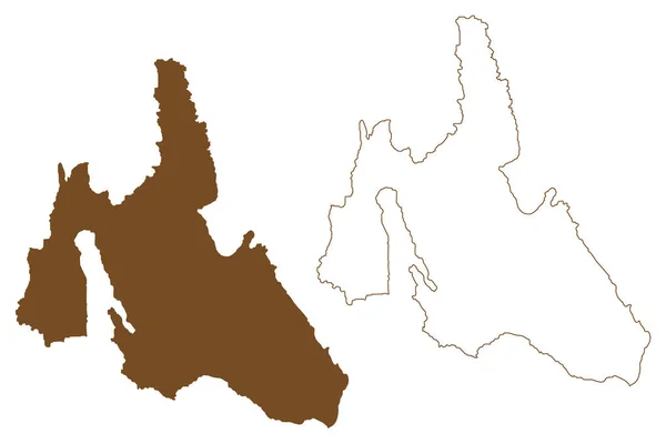 Mapa Vektorových Map Ostrova Cefalonia Řecká Republika Řecko Jónské Ostrovy — Stockový vektor