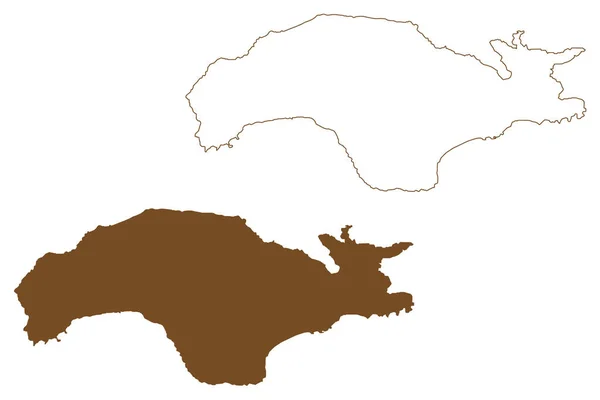 Île Samos République Hellénique Grèce Illustration Vectorielle Carte Croquis Croquis — Image vectorielle