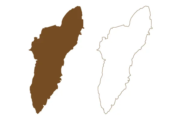 Isla Tromsoya Reino Noruega Mapa Vector Ilustración Boceto Garabato Romssasuolu — Vector de stock