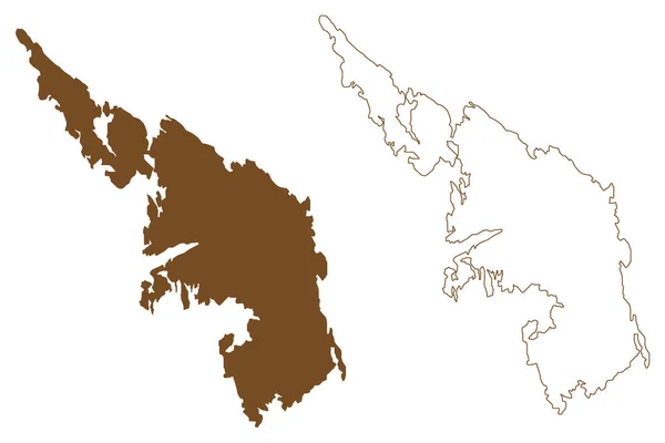 Ilha Askoy Reino Noruega Mapa Ilustração Vetorial Rabisco Esboço Mapa — Vetor de Stock