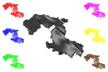 Osmanabad ilçesi (Maharashtra Eyaleti, Aurangabad Bölümü, Hindistan Cumhuriyeti) harita vektör ilüstrasyonu, çizim Osmanabad haritası