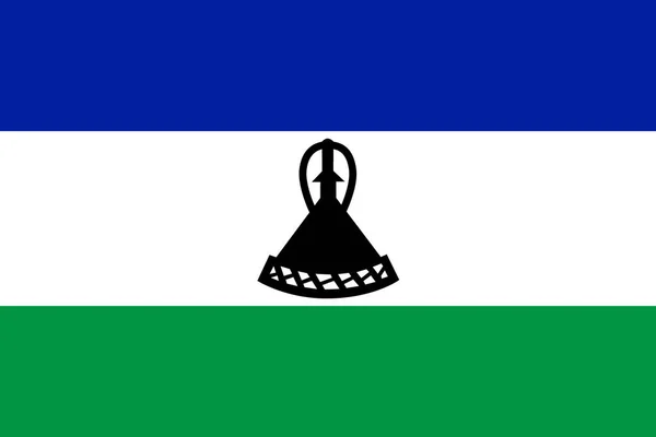 National Flag Kingdom Lesotho Horisontellt Triband Blått Vitt Och Grönt — Stock vektor