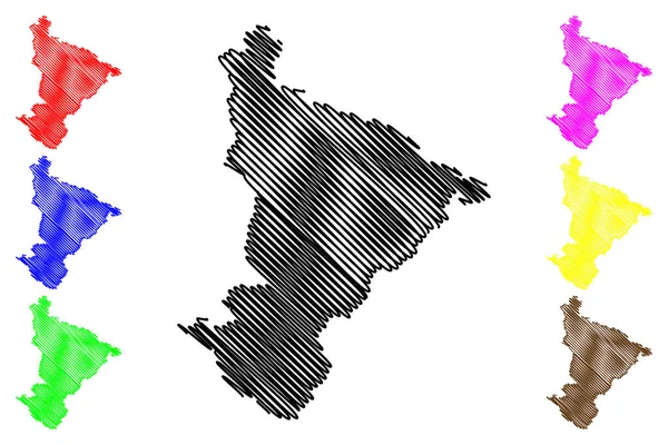 Карта Округа Питорагарх Уттаракханд Штат Уттаранчал Республика Индия Векторная Иллюстрация — стоковый вектор
