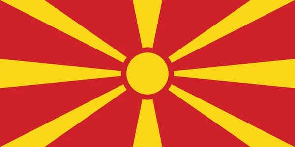 National Flag Republic North Macedonia Stylised Yellow Sun Red Field — 图库矢量图片