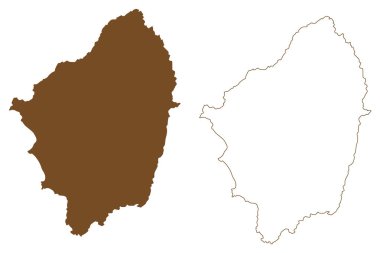 Naxos Adası (Yunan Cumhuriyeti, Yunanistan, Cyclades Archipelago) harita vektör çizimi, çizim çizimi Naxos haritası