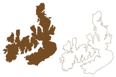 Langoya Adası (Norveç Krallığı, Vesteralen takımadaları) harita vektör çizimi, çizim Langoya haritası