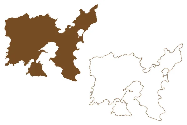 Lemnos Ostrov Řecká Republika Řecko Mapa Vektorové Ilustrace Načmáraný Náčrt — Stockový vektor