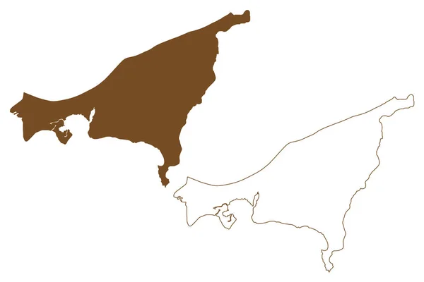 Острів Волін Балтійське Море Республіка Польща Картографічна Векторна Ілюстрація Ескіз — стоковий вектор