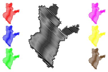 Sambhal ilçesi (Uttar Pradesh Eyaleti, Hindistan Cumhuriyeti) harita vektör çizimi, çizim Sambhal haritası
