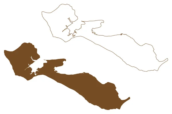 Isla República Francesa Francia Mapa Vector Ilustración Boceto Garabato Ile — Archivo Imágenes Vectoriales