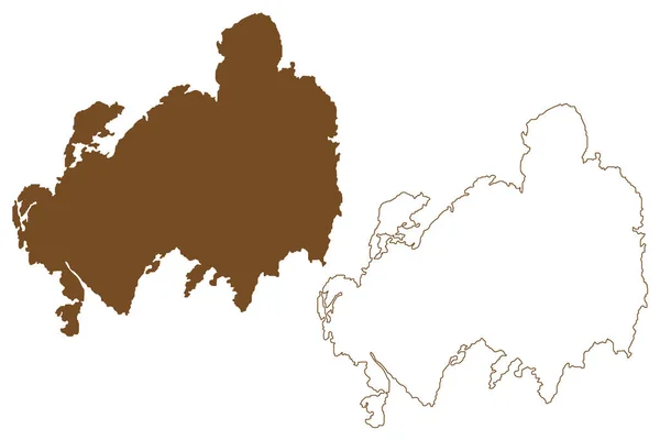 Orust Island Βασίλειο Της Σουηδίας Χάρτη Διανυσματική Απεικόνιση Scribble Sketch — Διανυσματικό Αρχείο