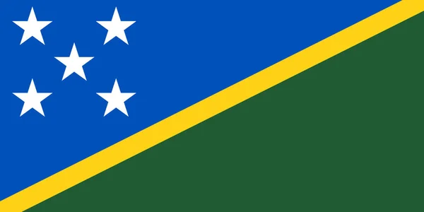 Nationale Vlag Salomonseilanden Dunne Gele Streep Diagonaal Van Onderste Bovenste — Stockvector