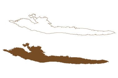 Hvar adası (Hırvatistan Cumhuriyeti, Dalmaçya Archipielago, Adriyatik Denizi) harita vektör çizimi, çizim Hvar haritası