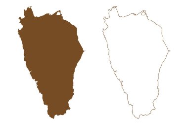 Sant Antioco (Sardunya, İtalya Cumhuriyeti, İtalya) harita vektör çizimi, çizim Sant 'Antioco haritası