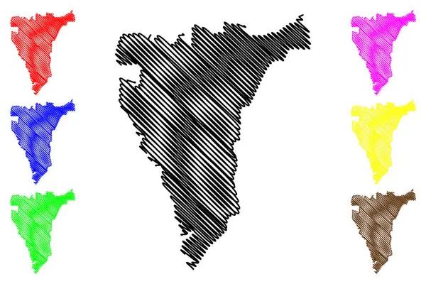 Sipahijala District Tripura State Republic India Mapa Vector Illustration Scribble — Vector de stock