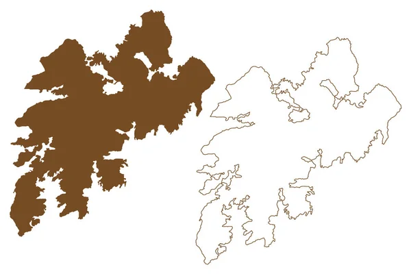 Isla Vestvagoy Reino Noruega Mapa Vector Ilustración Boceto Garabato Vestvagoy — Archivo Imágenes Vectoriales