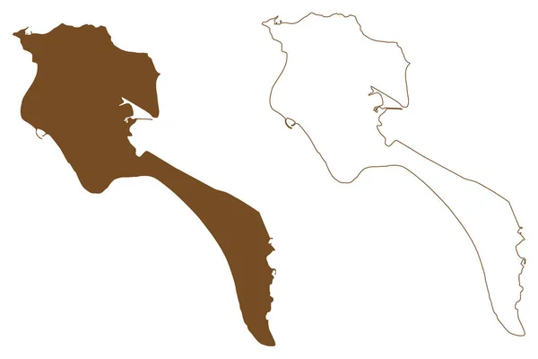Noirmoutier Island Γαλλική Δημοκρατία Γαλλία Map Vector Illustration Scribble Sketch — Διανυσματικό Αρχείο