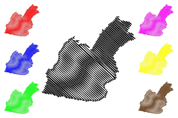 Distrito Tamenglong Estado Manipur República Índia Mapa Ilustração Vetorial Rabisco — Vetor de Stock
