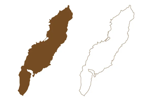 Isla Andoya Reino Noruega Archipiélago Vesteralen Mapa Vector Ilustración Boceto — Vector de stock