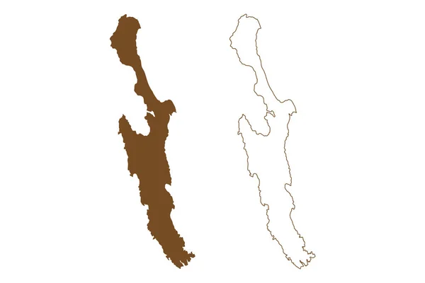 Cres Νησί Δημοκρατία Της Κροατίας Αδριατική Θάλασσα Χάρτη Διανυσματική Απεικόνιση — Διανυσματικό Αρχείο