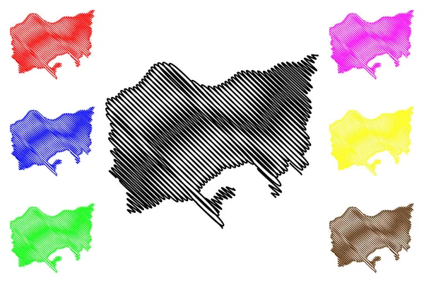 Векторная Иллюстрация Карте Района Удальгури Штат Ассам Республика Индия Карта — стоковый вектор