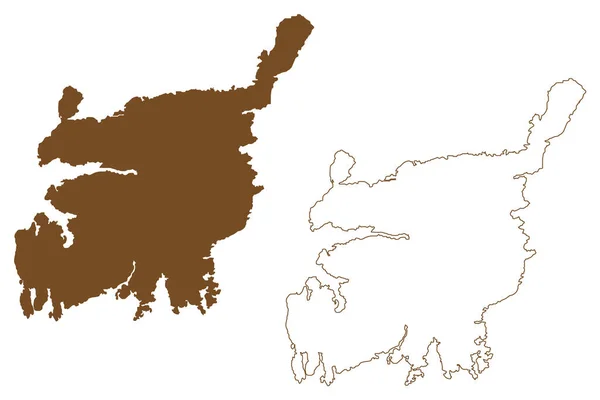 Isla Kimitoon República Finlandia Mapa Vector Ilustración Boceto Garabato Kemionsaari — Vector de stock