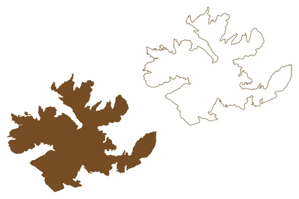 Isola Mageroya Regno Norvegia Mappa Vettoriale Illustrazione Schizzo Scarabocchio Mahkaravju — Vettoriale Stock