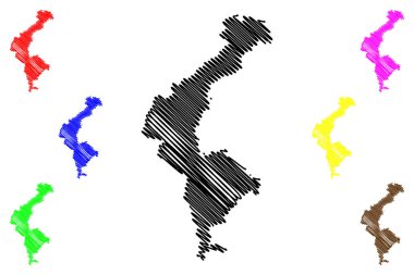 Uttar Dinajpur ilçesi (Batı Bengal Eyaleti, Hindistan Cumhuriyeti) harita vektör çizimi, çizim Uttar Dinajpur haritası